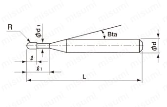 CBN-PLB 超鏡面加工用ロングネックボールエンドミル 外形図-1