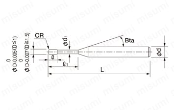 CBN-LRF4000 4枚刃 ロングネックラジアスエンドミル 外形図-1