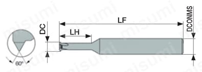 ねじ切りカッター ISOメートルねじ用 MTECI-ISO 外形図-1