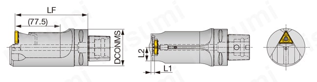 外径加工用バイト Y軸加工用スクリューオン式 C6STECN-Y-CHP 外形図