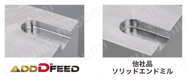 ヘッド交換式（タングフレックス）高送りモジュラヘッド HXN02 AddDoFeed とソリッドエンドミルの耐びびり性比較
