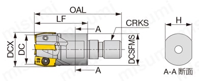 倣い加工用カッタ HFZN10-M 外形図-1