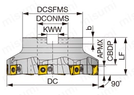 縦インサート型ねじ止め式直角肩加工用ボアタイプカッタ TPM16-SA 外形図-1