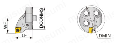 スクリューオン式交換式ボーリングヘッド S-SCLXR/L-H 外形図-2