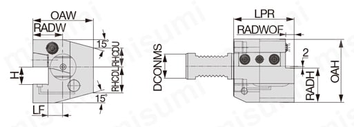 ホースレス接続対応シャンク用 VDI アダプタ VDI□C2C3AK-JHPMC 外形図