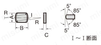 クランプ式スクレーパ用チップ 外形図
