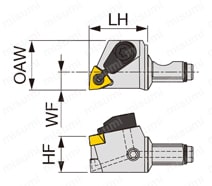 高圧クーラントノズル付スクリューオン式ヘッド QC16-JSWL2XR-CHP 外形図-2