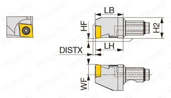 高圧クーラント対応Y軸加工用スクリューオン式ヘッド QC16-JSCL2CR-Y-CHP 外形図-2