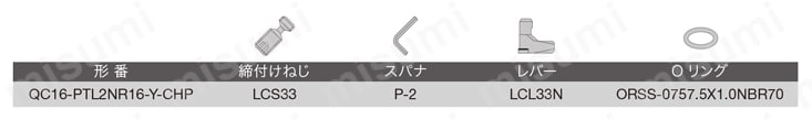 高圧クーラント対応Y軸加工用レバーロック式ヘッド QC16-PTL2NR-Y-CHP 部品