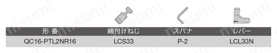 レバーロック式ヘッド QC16-PTL2NR 部品
