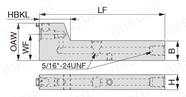 高圧クーラント対応 ステップヘッド形専用シャンク QC-1216-F15-CHP 外形図-2