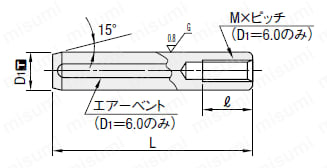 廻り止めノックピンタイプMタイプボタンダイ 材質SKD11相当 ノックピン詳細