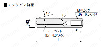 廻り止めノックピンタイプテーパー逃げボタンダイ 材質SKD11相当－カス上がり対策XSC－ ノックピン詳細