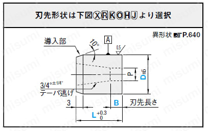 廻り止めノックピンタイプテーパー逃げボタンダイ 材質SKD11相当－カス上がり対策XSC－ 外形図1