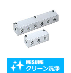【クリーン洗浄品】エア用ブロックマニホールド　－横貫通穴・縦貫通穴タイプ－