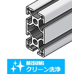 【クリーン洗浄品】アルミフレーム　８シリーズ　長方形　４０×８０ｍｍ　２列溝　４面溝