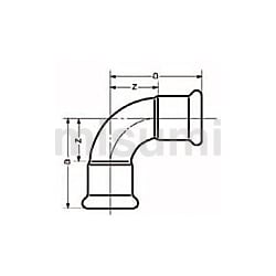 ドウ-90CE-15 | 建築配管用銅管対応継手 CUプレス 90°コンパクト ドウ-90CE-15 | 建築配管用銅管対応継手 CUプレス 90°コンパクト