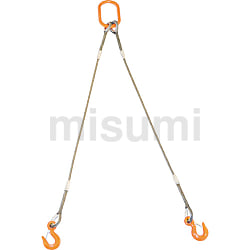 玉掛けワイヤロープスリング Wスリング （2本吊りタイプ・フック付き）