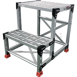 ■アルミ製作業用踏台 グレーチングタイプ 4段 高さ1.2m 天板寸法600×400 段高300mm フルセット手すり付き[送料別途見積り][店頭受取不可] アルミ製グレーチング作業用踏台 | トラスコ中山 | MISUMI(ミスミ)