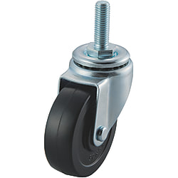 Casters - With threaded swivel plate, rotation stop (light loads).