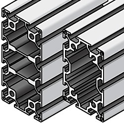 アルミフレーム　５シリーズ　Nタイプ　長方形　４０×６０ｍｍ　４０×８０ｍｍ　３列溝以上　４面溝 KNFS5-4060-4000