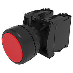 【ミスミ オリジナル】押しボタンスイッチ（取付穴Φ22・丸平形・IP65・IP67対応） E-SPS22AD-CFM10Y-S