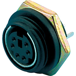 Conector circular: enchufable, mini-DIN, montaje en panel, receptáculo MJ381-4