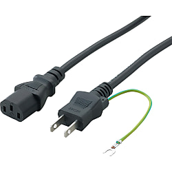 AC Cord, Fixed Length (PSE), With Both Ends (With Earth), Cable Shape: Round 2MA-W-3
