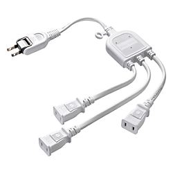 ACアダプタ専用電源延長コード（3分岐・2P・3個口・ホワイト） TAP-EX3WN