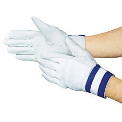 Leather Gloves, Cuff Rubber Gloves (Back Part Knitted) 5824