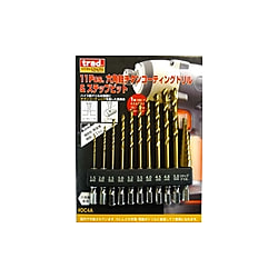 11Pcs 6角軸チタンコーティングドリル& ステップビット