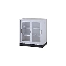 耐薬引違保管庫 ホワイトカラー スチール戸／ガラス戸／ストップバー