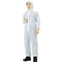 不織布使い捨て保護服 つなぎ服 ホワイト