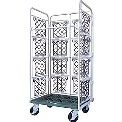 鋼製カゴ車 静Kago車（L型・樹脂パネル仕様・床板プラスチック製）