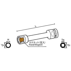 9.52mm Square Drive マグネット入りソケット MPエクステンションタイプ