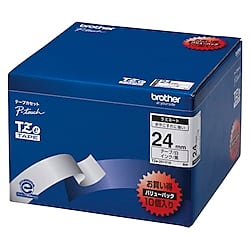 TZeテープ（ピータッチ用ラミネートテープ） 24mm（黒字／白地） 10個入