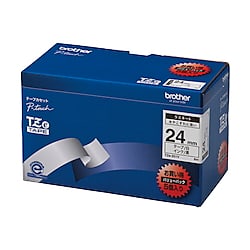 TZeテープ（ピータッチ用ラミネートテープ） 24mm（黒字／白地） 5個入