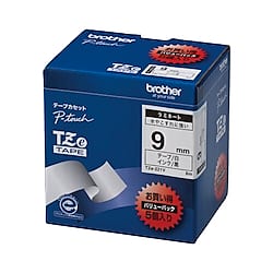 TZeテープ 9mm 黒文字 白 5個パック