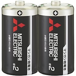 三菱電機 マンガン(黒)乾電池単2形2本パック