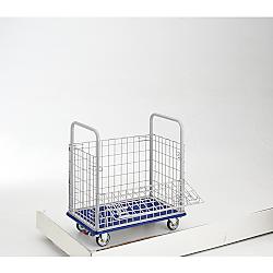 プレス製運搬車 ドンキーカート （金網付タイプ）　金網付ストッパー付タイプ