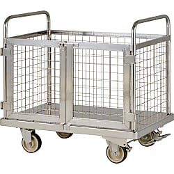 オールステンレス製網台車（観音扉タイプ）キャスター金具スチール製