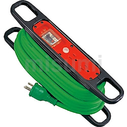 ハンドリール　１００Ｖ　３芯×１０ｍ　緑　アース過負荷漏電しゃ断器付