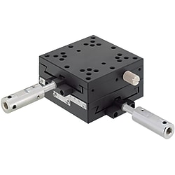 【高精度】ＸＹ軸　アリ溝　送りねじ式（リード４．２ｍｍ）　正方形　ハンドル延長　