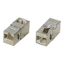 LANケーブル延長　シールド有　CAT6A/CAT6　パネルマウント　アングル（JJ中継アダプタ）