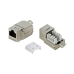 LANケーブル延長　シールド有　CAT5e　パネルマウント（JJ中継アダプタ）　ツールレス圧接タイプ