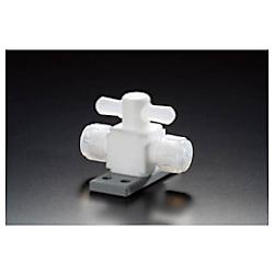 フロンケミカル ふっ素樹脂(PTFE)二方バルブ圧入型ベース付 1/4パイ 画像