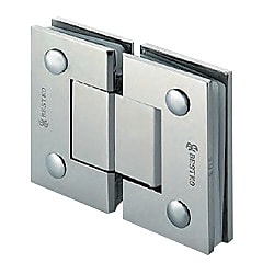 ステンレス鋼製ガラスドア用自由蝶番 BK021-180型 （ガラス取付タイプ）（強化ガラス用）