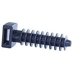 SapiSelco ケーブルタイ固定具 プラグ一体型 9mm 黒 (100個入)
