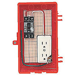屋外電力用仮設ボックス （漏電しゃ断器・分岐ブレーカ・コンセント内蔵） ELB組込品 赤色