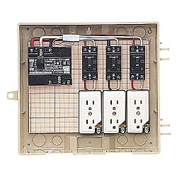 屋外電力用仮設ボックス （漏電しゃ断器・分岐ブレーカ・コンセント内蔵） ELB組込品 透明蓋